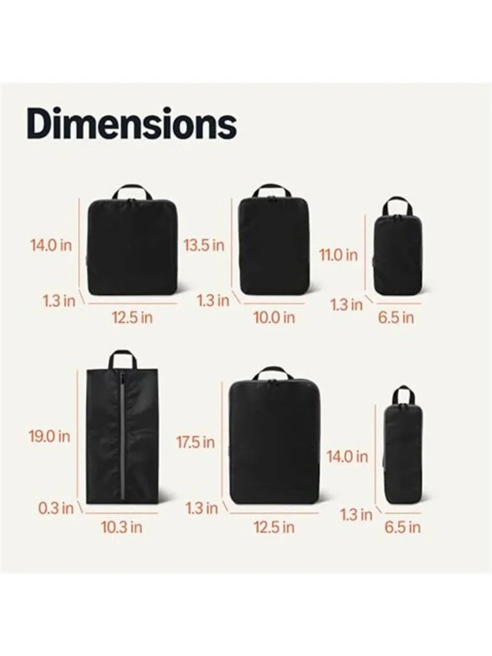 Compression Packing Cubes 6 Pack Travel Luggage Organizer Space Saver Bags Black